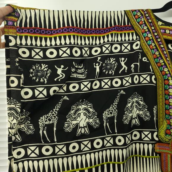 Winlar Layla Caftan Coverup Womens One Size Multicolor Boho Geometric Side Slit - Picture 5 of 7